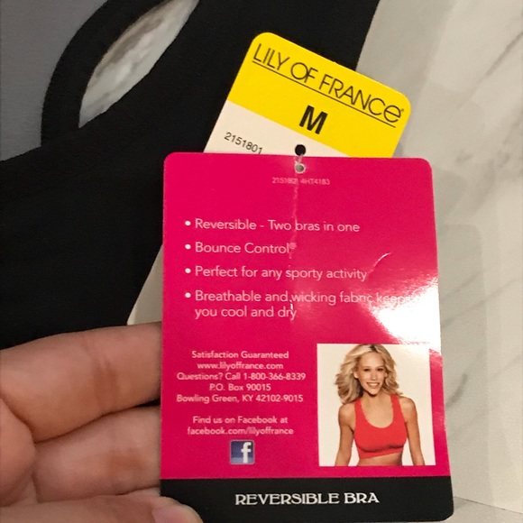 Lily of France Sports Bra Reversible Medium Black - Picture 10 of 12